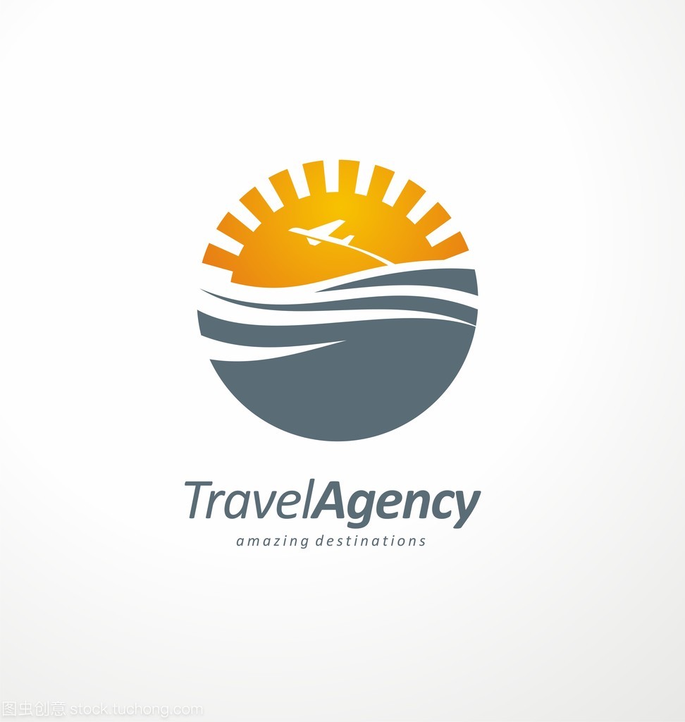 创意 logo 设计概念与太阳和海洋